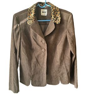 Vintage Brown Blazer with Cheetah Collar
